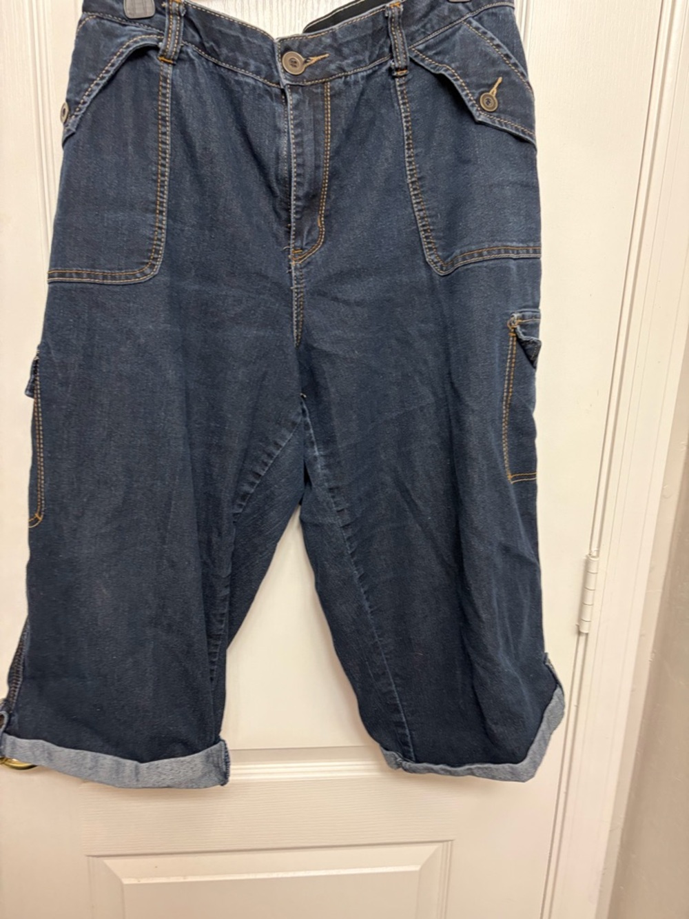Cato Dark Blue Denim Capri Cargo Pants